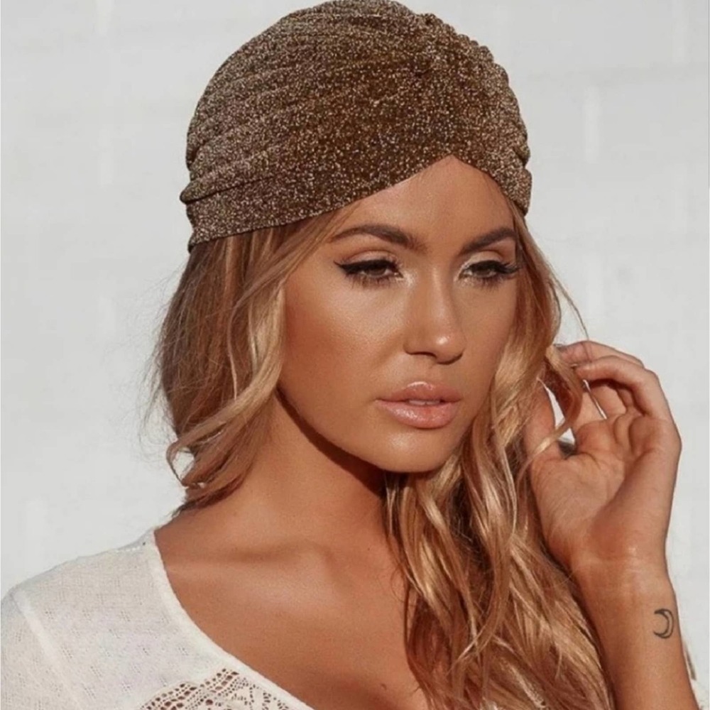 Gold Shimmer Sheer Turban